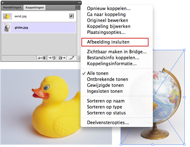 koppelingen insluiten in Illustrator