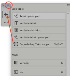 Sleep het eerste gereedschap uit de lade naar het Plus-teken