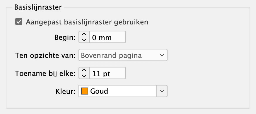 Het tekstkader zelf heeft ook een basislijnraster