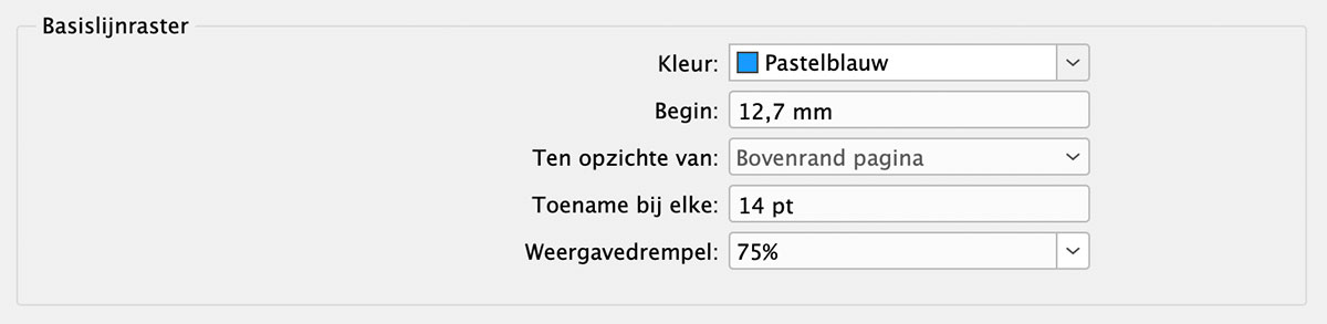 Basislijnraster op 14pt zetten