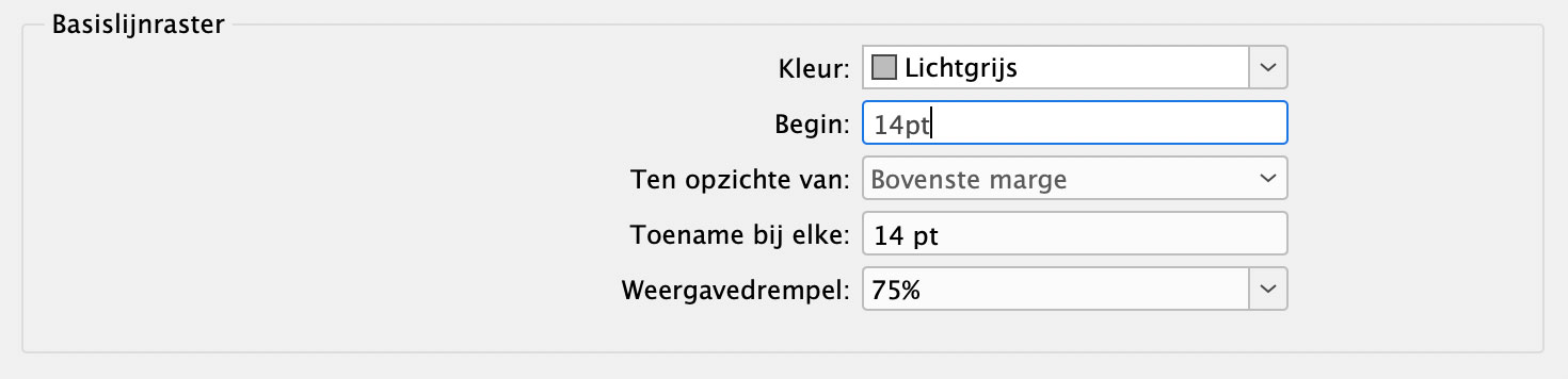 Start het basislijnraster vanaf de bovenste marge. 